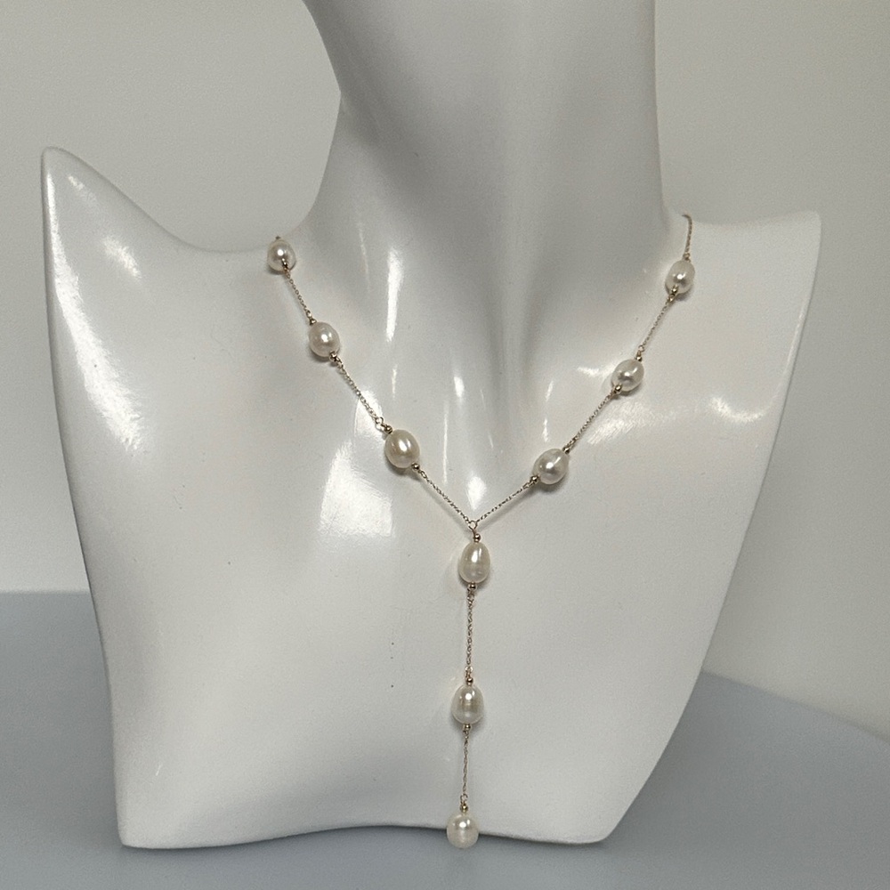 14k real solid gold real Pearls necklace
